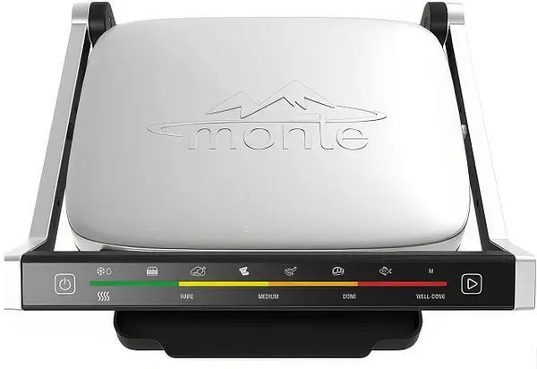 Притискний гриль з антипригарним покриттям MONTE MT-3307 2000W Електричний контактний гриль 4 рівня прожарювання 102112 фото