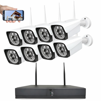 Комплект відеоспостереження DVR KIT-6678 Wi-Fi, 8 камер, 1080P, IP67, нічна зйомка / Набір камер 8 шт DVR KIT 6678+реєстратор 106828 фото