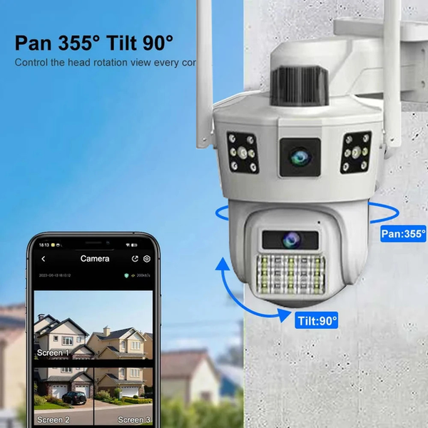 Wi Fi камера відеоспостереження 3 лінзи SD 39 APP V380pro 106804 фото