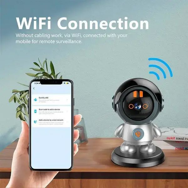 Поворотна бездротова відеокамера Wi-Fi-відеоня 2K ART 8936 з датчиком руху та поворотом на 355 градусів 16701 фото