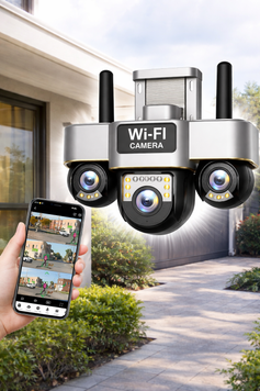 Вулична Wi-Fi камера відеоспостереження 15MP , 3 об'єктива /Поворотна камера спостереження / Smart Net Camera SC28 V380 PRO 106523 фото